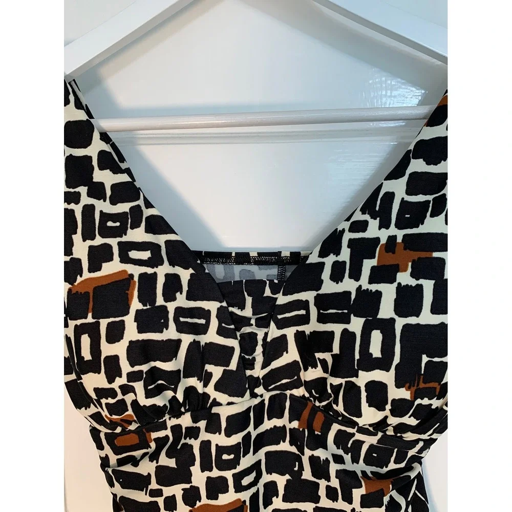 Lands End Slender Suit Grecian Adjustable Geometric One Piece Bathing Suit / 12P